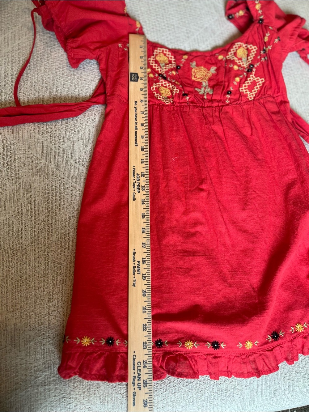 Urban Outfitters Boho Kimchi Blue Coral Red Embroidered Mini Dress Festival - Picture 7 of 7